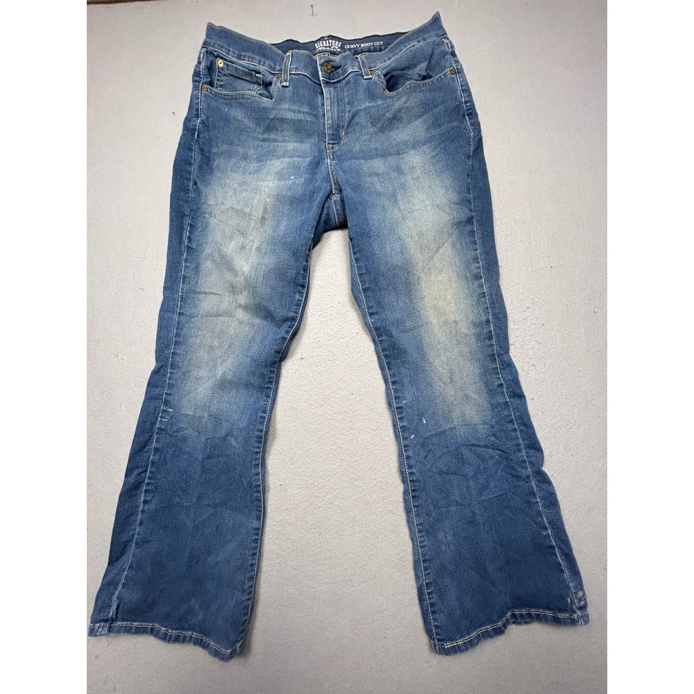 Signature by Levi Strauss & Co Jeans Denim Blue Curvy Boot Cut 34x28 Womens